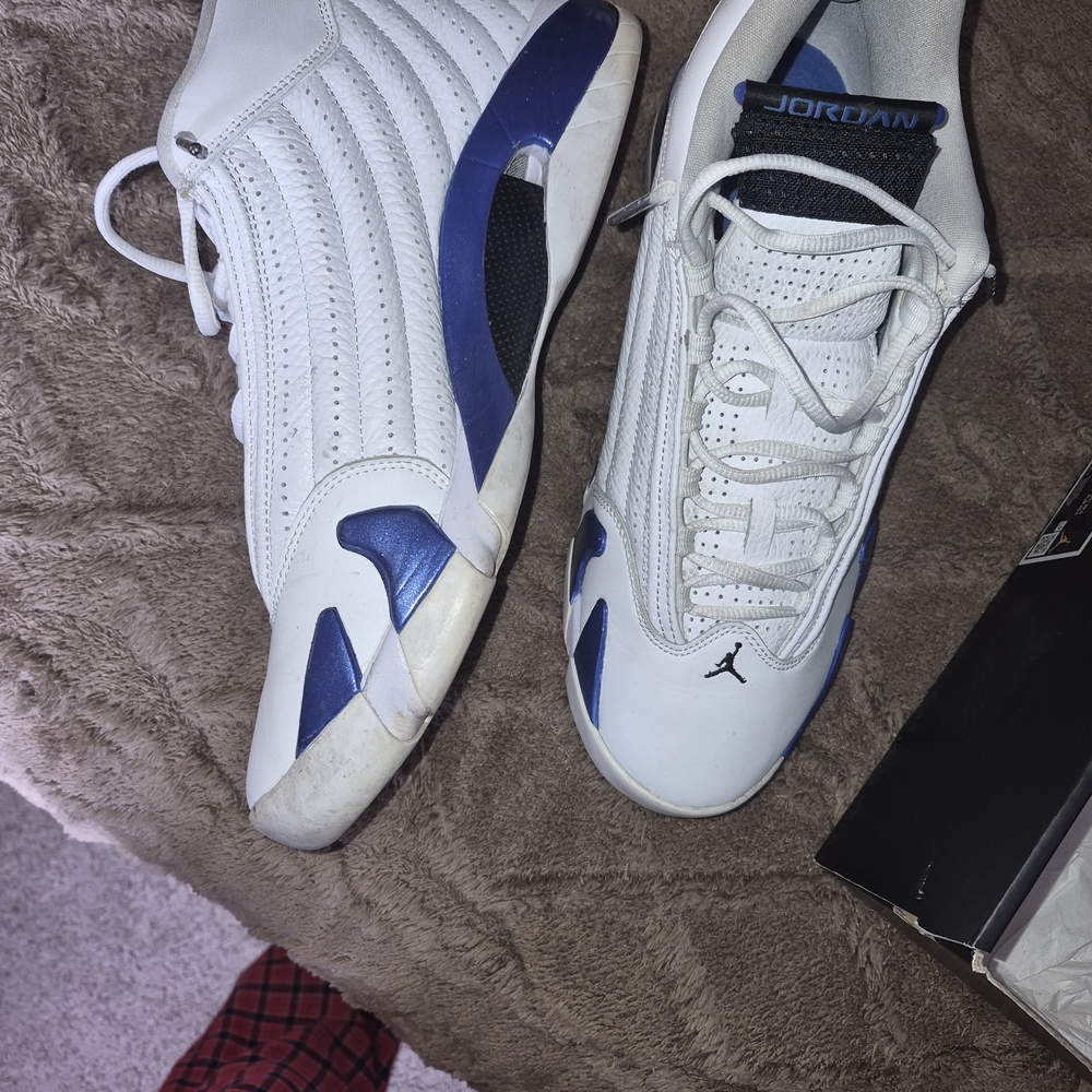 Jordan White and Blue High-Top Sneakers - Picture 5 of 5
